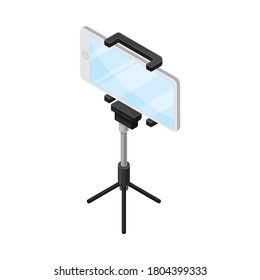 Tripod with Smartphone for Filming Vector Isometric Illustration