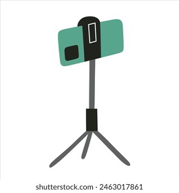 Icono del soporte del trípode, Ilustración vectorial Video del soporte portátil del smartphone para hacer la foto y