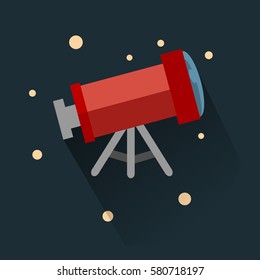 Tripod Telescope Icon in Flat Design, Telescope vector Illustration