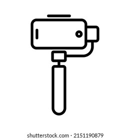 Tripod vector icon, useful as a tool for taking photos, videos and more. Editable black line vector illustration.