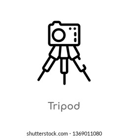 tripod vector line icon. Simple element illustration. tripod outline icon from photography concept. Can be used for web and mobile