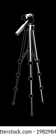 tripod white on black background