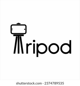 Diseño de palabra trípode con ilustración de trípode en la letra T.