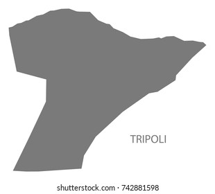 Tripoli district map of Libya grey illustration silhouette shape