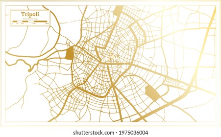 Tripoli Greece City Map in Retro Style in Golden Color. Outline Map. Vector Illustration.