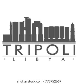 Tripoli Libya Africa Skyline Silhouette Design City Vector Art Famous Buildings.