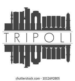 Tripoli Libya Asia Skyline Vector Art Mirror Silhouette Emblematic City Buildings