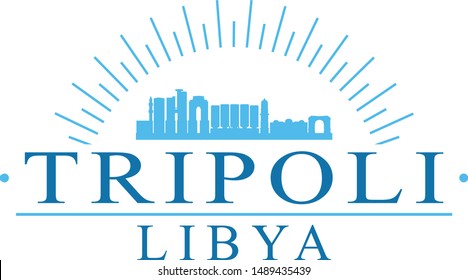 Tripoli Libya City. Banner Design. City Skyline. Silhouette Vector. Famous Monuments.