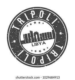 Tripoli Libya Round Stamp Icon Skyline City Design Badge Seal Vector.