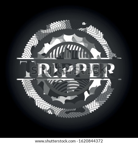 Tripper on grey camouflage texture