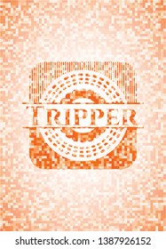 Tripper orange mosaic emblem. Vector Illustration. Detailed.