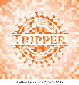Ilustración del fondo del mosaico naranja del Tripper. Mosaico geométrico cuadrado sin fisuras con emblema interior. 