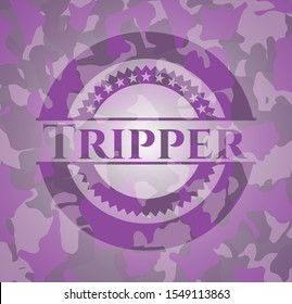 Tripper pink on camouflaged pattern. Vector Illustration. Detailed.