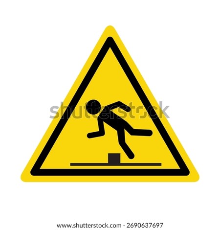 Tripping caution sign obstacle warning hazard danger icon. Tripping falling accident person alert.