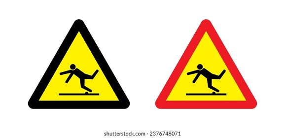 Tripping hazard, caution obstacle and warning sign. Mind the step sign. Danger Trip Hazard Symbol Sign Isolated On White Background Label. Vector Illustration.