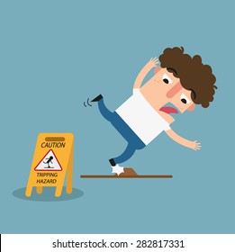 Tripping hazard caution sign.Danger of stumbling isolated illustration vector