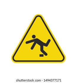 Tripping Hazard Sign Isolated On White Background. Yellow Triangle Warning Symbol Simple, Flat, Vector, Icon You Can Use Your Website Design, Mobile App Or Industrial Design. Vector Illustration
