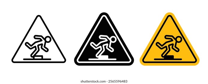 Tripping hazard warning sign vector in black and yellow colors