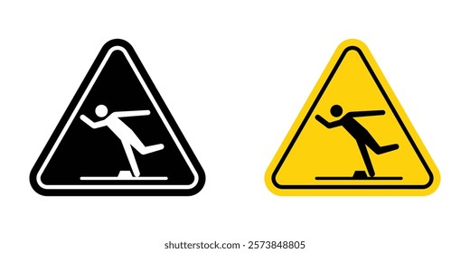 Tripping hazard warning sign vector in filled and 3 stroke weights