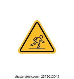 Tripping hazard warning sign in yellow color