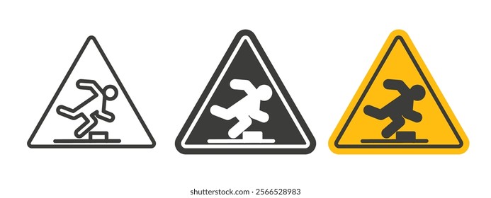 Tripping hazard warning signs collection for website design, app, UI design.