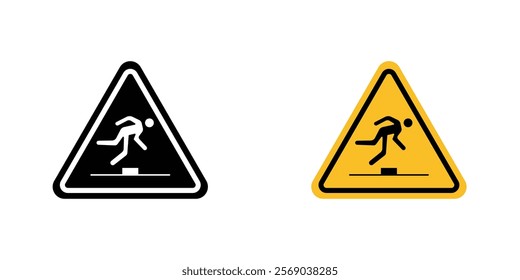 Tripping hazard warning signs vector graphic pack