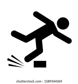 Tripping man vector pictogram isolated on white background