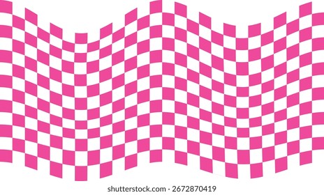 Trippy checkerboard background. Retro psychedelic checkered wallpaper. Wavy groovy chessboard surface. Distorted geometric pattern. Abstract vector ...