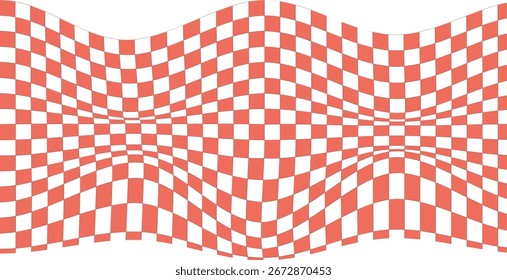 Trippy checkerboard background. Retro psychedelic checkered wallpaper. Wavy groovy chessboard surface. Distorted geometric pattern. Abstract vector ...