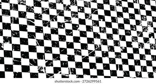 Trippy fondo de tablero de ajedrez. Fondo de pantalla de cuadros psicodélicos retro. Superficie de tablero de ajedrez ondulada. Patrón de ajedrez de cuadrícula geométrica distorsionada. Abstractas telón de fondo blanco y negro de la bandera de la raza. Vector