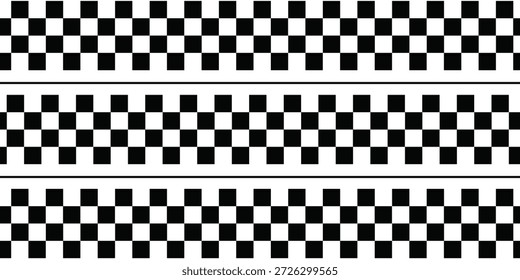 Trippiger Schachbretthintergrund. Retro psychedelisch karierte Tapete. Wellenförmige, groovende Schachbrettfläche. Verzerrtes geometrisches Schachgitter-Muster. Abstrakte schwarz-weiße Rennflagge Hintergrund. Vektorgrafik