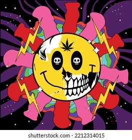 Trippy Dead Cannabis Face From Space. Yellow Trippy Weed Face. Cannabis In The Stars. Trippy Weed Acid Space. Acid Stars Around The World. So Trippy High. Dead Yellow Face With Skull Eyes Free Vector