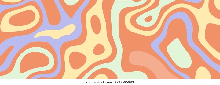 Diseño trippy con líneas líquidas distorsionadas y Formas groovy. Paleta de Antiguas con Elementos artísticos para proyectos digitales e impresiones. Ilustración vectorial de stock en estilo psicodélico.
