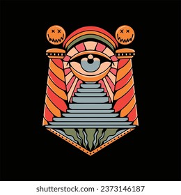 diseño vectorial de ilustración de ojo trippy