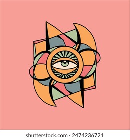 trippy eye illustration vector design