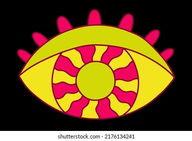 Trippy eye. Surreal psychedelische Vektorgrafik.
