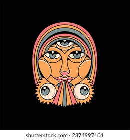 trippy face illustration vector design