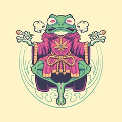 Trippy Frog Meditate Character Illustration For Tshirt Design, Logo, Or Stickers