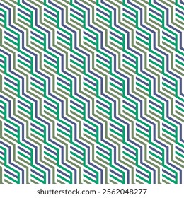 Trippy geometric seamless pattern of psychedelic zig zag wavy lines. Abstract surface design of multicolor chevron lines.