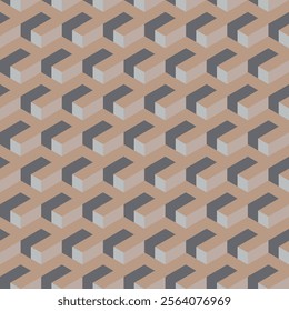 Trippy geometric seamless pattern of rectangular block shapes. Geometrical psychedelic surface design of abstract shapes.  