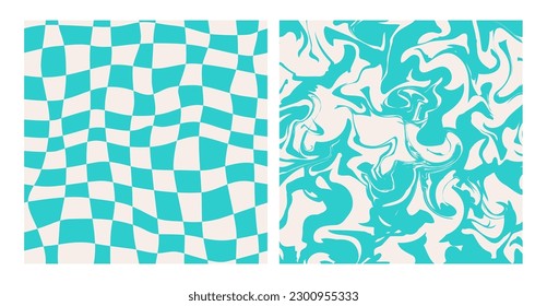 Conjunto de patrones trippy Grid y Wavy Swirl
