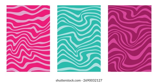 Trippy Groovy Seamless Pattern – Fondo retro de ondas líquidas psicodélicas para textil, póster y diseño de Fondo de pantalla