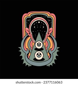 trippy head illustration vector design