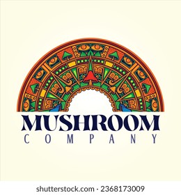 Trippy magic mushroom mandala geometry artistry vector illustrations for your work logo, merchandise t-shirt, stickers and label designs, poster, greeting cards advertising business company or brands