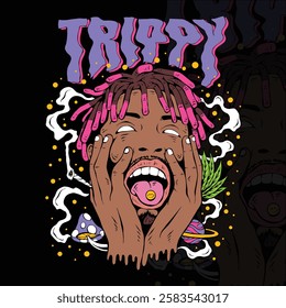 trippy man artwork illustration vector