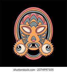 trippy mask illustration vector design