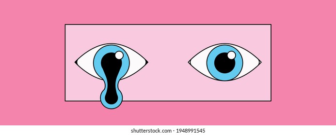 Trippy Melting Eye. Surreal psychedelic vector illustration.