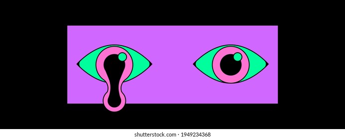 Trippy Melting Eye. Surreal Psychedelic Vector Illustration.