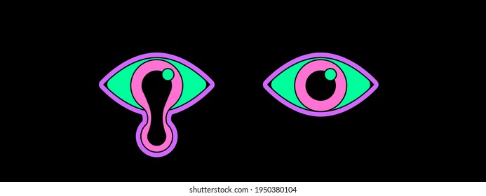 Trippy Melting Eye. Surreal psychedelic vector illustration.