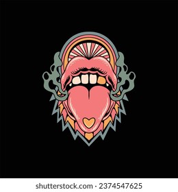 trippy mouth illustration vector design